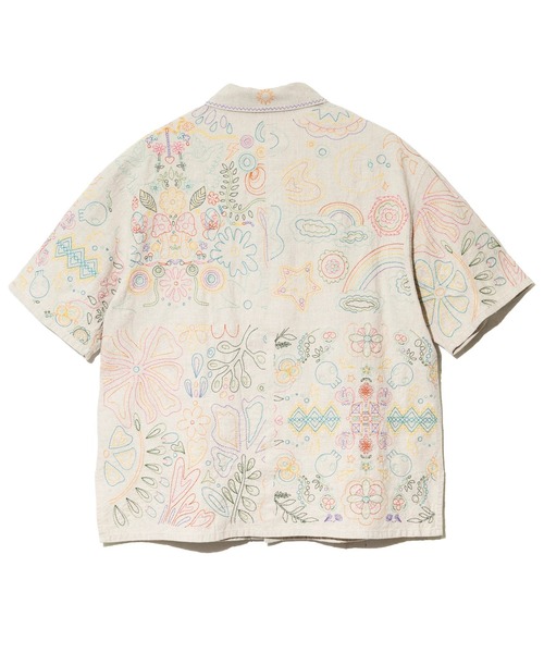 go slow caravan（ゴースローキャラバン）の「LINEN/COTTON スクエア刺繍 S/Sシャツ（シャツ/ブラウス・メンズ・ナチュラル/ブラック・SMALL/MEDIUM/LARGE/X-LARGE）」の11枚目の写真