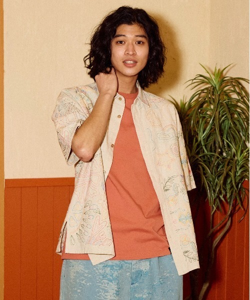 go slow caravan（ゴースローキャラバン）の「LINEN/COTTON スクエア刺繍 S/Sシャツ（シャツ/ブラウス・メンズ・ナチュラル/ブラック・SMALL/MEDIUM/LARGE/X-LARGE）」の12枚目の写真