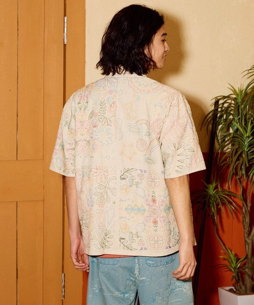 go slow caravan（ゴースローキャラバン）の「LINEN/COTTON スクエア刺繍 S/Sシャツ（シャツ/ブラウス・メンズ・ナチュラル/ブラック・SMALL/MEDIUM/LARGE/X-LARGE）」の14枚目の写真