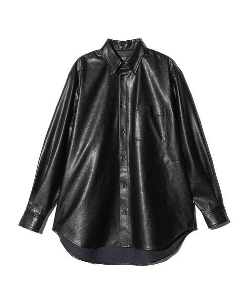 glamb(グラム)の「Synth Leather Button Down Shirt / シンセレザーボタンダウンシャツ(シャツ/ブラウス・メンズ・ブラック/ワイン・S/M/L)」の3枚目の写真
