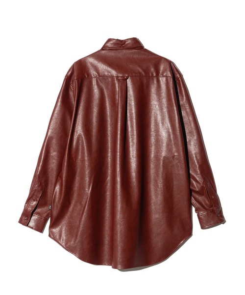 glamb(グラム)の「Synth Leather Button Down Shirt / シンセレザーボタンダウンシャツ(シャツ/ブラウス・メンズ・ブラック/ワイン・S/M/L)」の5枚目の写真