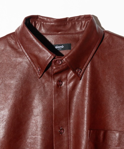 glamb(グラム)の「Synth Leather Button Down Shirt / シンセレザーボタンダウンシャツ(シャツ/ブラウス・メンズ・ブラック/ワイン・S/M/L)」の15枚目の写真
