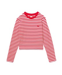 HEART BADGE STRIPED LS TEE