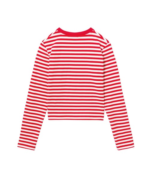 APEE BY A BATHING APE(エイピーバイアベイシングエイプ)の「HEART BADGE STRIPED LS TEE(Tシャツ/カットソー・レディース・ブラック/レッド・MEDIUM/SMALL/X-SMALL)」の4枚目の写真