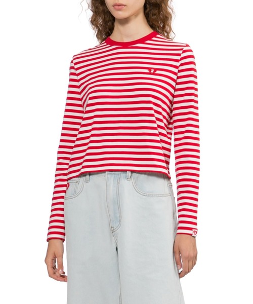 APEE BY A BATHING APE(エイピーバイアベイシングエイプ)の「HEART BADGE STRIPED LS TEE(Tシャツ/カットソー・レディース・ブラック/レッド・MEDIUM/SMALL/X-SMALL)」の6枚目の写真