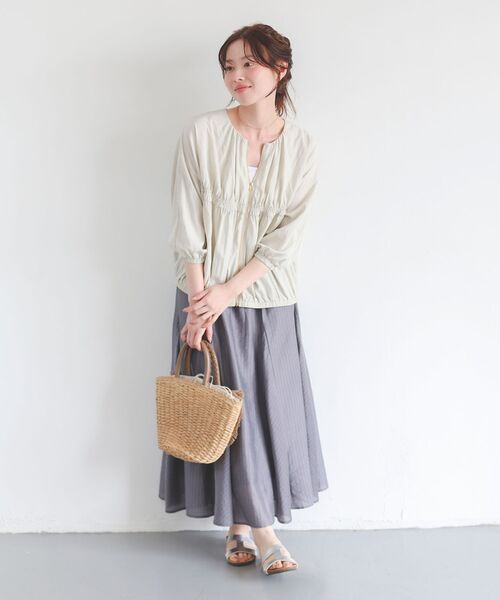 le.coeur blanc(ルクールブラン)の「シアードビーストライプパネルスカート(スカート・レディース・グレー系その他/ブルー系その他2・38)」の12枚目の写真