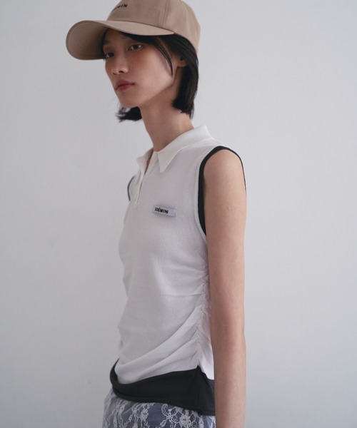 SOEMIN(ソミン)の「Layered sleeveless knit/レイヤードノースリーブポロニット(ニット/セーター・レディース・ネイビー/ホワイト/ブラック・FREE)」の19枚目の写真