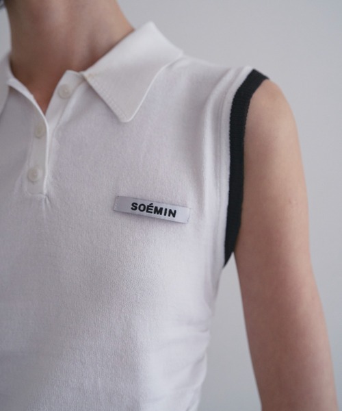 SOEMIN(ソミン)の「Layered sleeveless knit/レイヤードノースリーブポロニット(ニット/セーター・レディース・ネイビー/ホワイト/ブラック・FREE)」の17枚目の写真