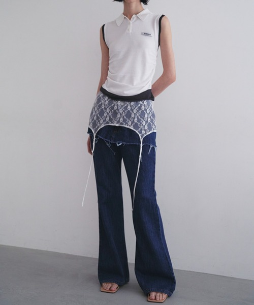 SOEMIN(ソミン)の「Layered sleeveless knit/レイヤードノースリーブポロニット(ニット/セーター・レディース・ネイビー/ホワイト/ブラック・FREE)」の15枚目の写真