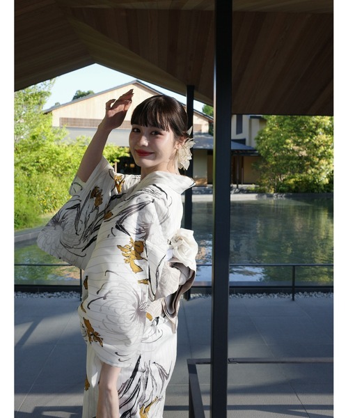 utatane（ウタタネ）の「2026新作［utatane×Acka.］浴衣4set 菖蒲と糸菊 white・navy（浴衣・レディース・ホワイト/ネイビー・FREE）」の5枚目の写真