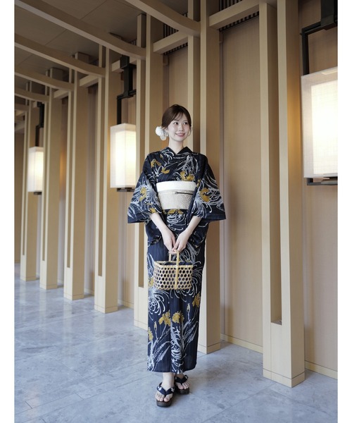 utatane（ウタタネ）の「2026新作［utatane×Acka.］浴衣4set 菖蒲と糸菊 white・navy（浴衣・レディース・ホワイト/ネイビー・FREE）」の7枚目の写真