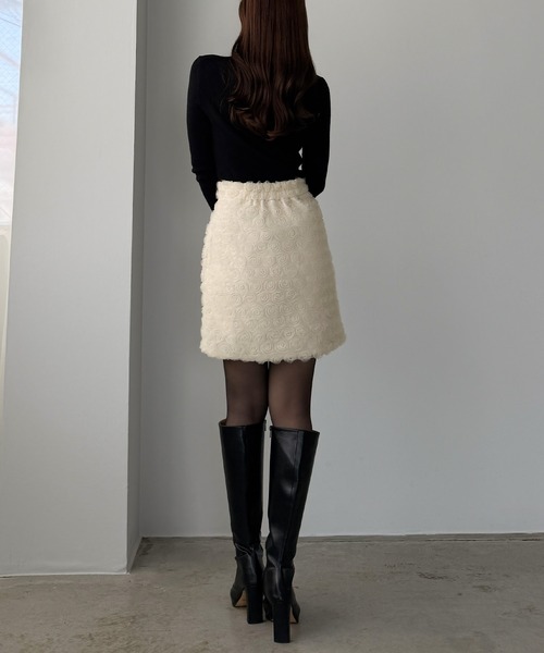 Louere（ルエレ）の「フラワーチュールミニスカート（インパン付き）（スカート・レディース・ブラック/アイボリー・X-LARGE/LARGE/MEDIUM/SMALL）」の11枚目の写真