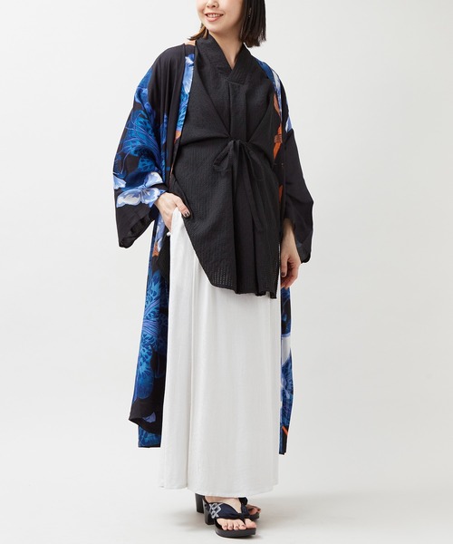 倭物やカヤ（ワモノヤカヤ）の「【倭物やカヤ】菊錦スカート（スカート・レディース・スミクロ/キナリ/グリーン系その他・FREE）」の4枚目の写真