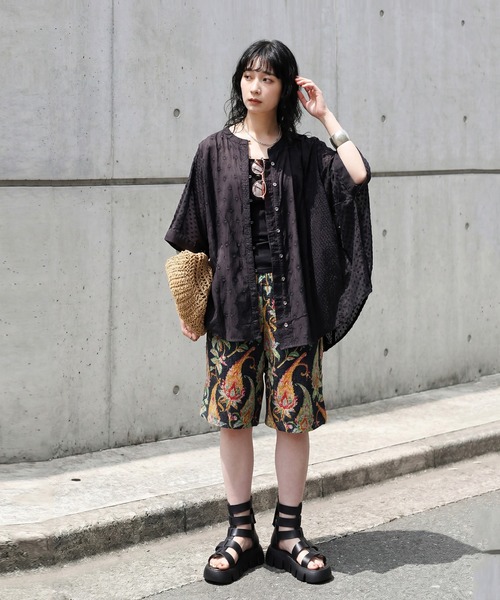 antiqua(アンティカ)の「コットン100 ドビー織り ブラウス(シャツ/ブラウス・レディース・ホワイト/ブラック・ONESIZE)」の16枚目の写真