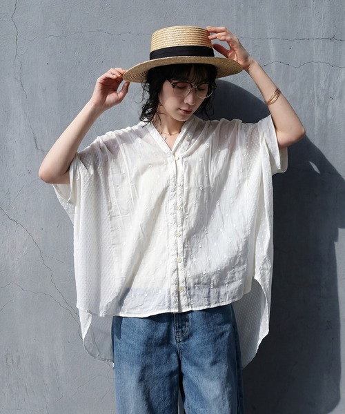 antiqua(アンティカ)の「コットン100 ドビー織り ブラウス(シャツ/ブラウス・レディース・ホワイト/ブラック・ONESIZE)」の19枚目の写真