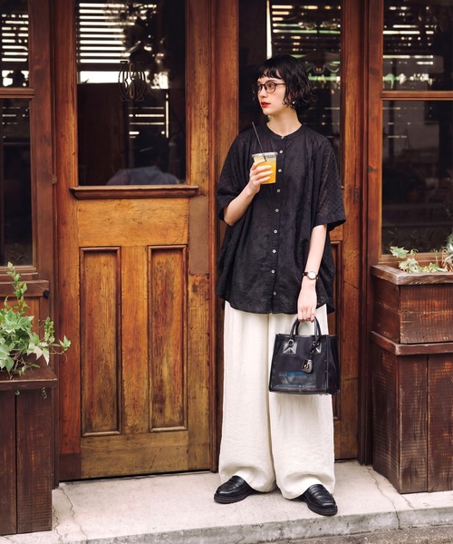 antiqua(アンティカ)の「コットン100 ドビー織り ブラウス(シャツ/ブラウス・レディース・ホワイト/ブラック・ONESIZE)」の13枚目の写真