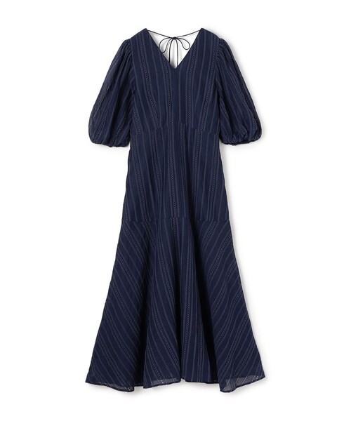 NE QUITTEZ PAS!(ヌキテパ)の「ne Quittez pas Cotton Organza Ladder Cifre Flare ドレス(ワンピース・レディース・ダークブルー・M)」の1枚目の写真
