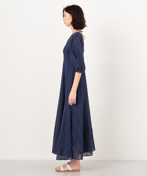 NE QUITTEZ PAS!(ヌキテパ)の「ne Quittez pas Cotton Organza Ladder Cifre Flare ドレス(ワンピース・レディース・ダークブルー・M)」の3枚目の写真