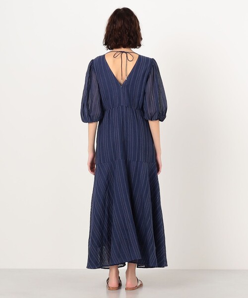 NE QUITTEZ PAS!(ヌキテパ)の「ne Quittez pas Cotton Organza Ladder Cifre Flare ドレス(ワンピース・レディース・ダークブルー・M)」の4枚目の写真