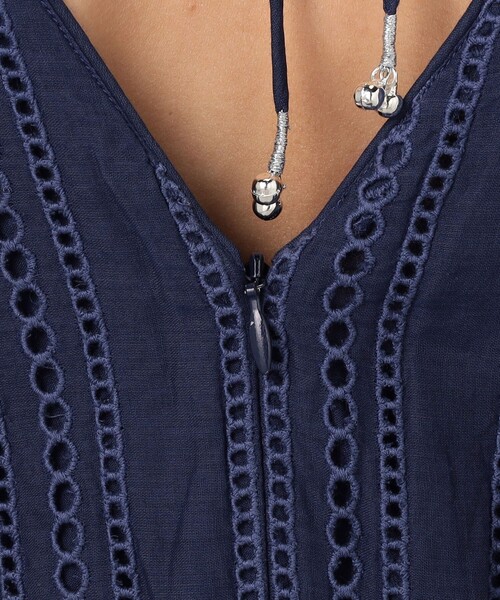 NE QUITTEZ PAS!(ヌキテパ)の「ne Quittez pas Cotton Organza Ladder Cifre Flare ドレス(ワンピース・レディース・ダークブルー・M)」の7枚目の写真