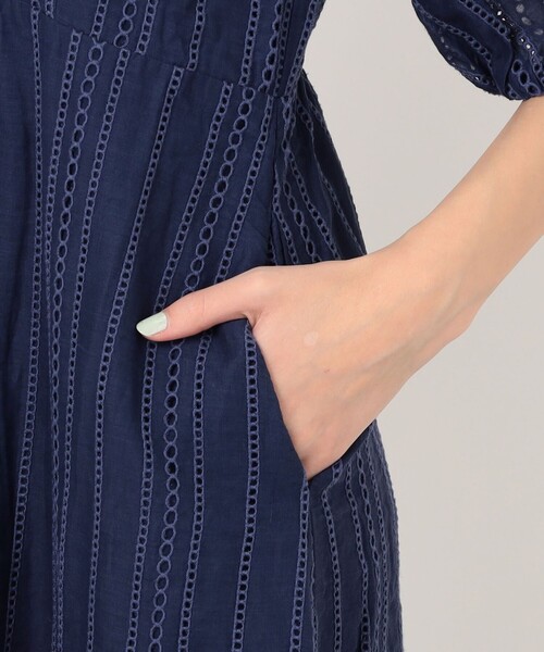 NE QUITTEZ PAS!(ヌキテパ)の「ne Quittez pas Cotton Organza Ladder Cifre Flare ドレス(ワンピース・レディース・ダークブルー・M)」の9枚目の写真