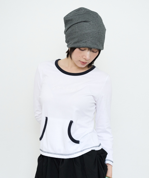 PARAKEET(パラキート)の「パッチポケットカプリスリーブ(ホワイト)(Tシャツ/カットソー・レディース・ホワイト・OS)」の5枚目の写真