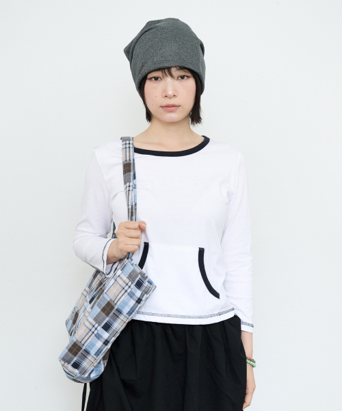 PARAKEET(パラキート)の「パッチポケットカプリスリーブ(ホワイト)(Tシャツ/カットソー・レディース・ホワイト・OS)」の2枚目の写真