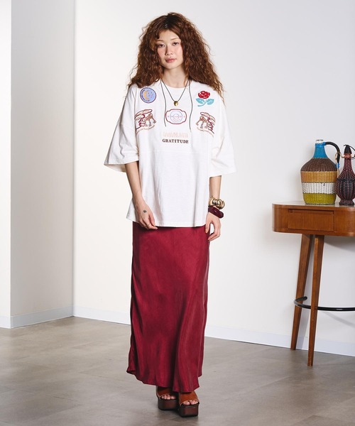 HLAADA(フラーダ)の「HLAADA for ROSEBUD/EMBROIDERY FOOTBALL TEE(Tシャツ/カットソー・レディース・マルチ/ブラック・ONE SIZE)」の7枚目の写真