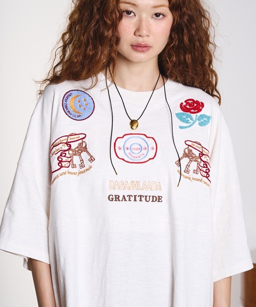 HLAADA(フラーダ)の「HLAADA for ROSEBUD/EMBROIDERY FOOTBALL TEE(Tシャツ/カットソー・レディース・マルチ/ブラック・ONE SIZE)」の10枚目の写真