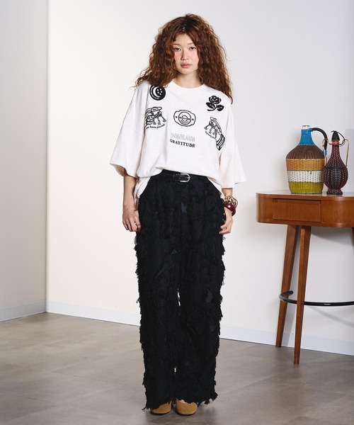 HLAADA(フラーダ)の「HLAADA for ROSEBUD/EMBROIDERY FOOTBALL TEE(Tシャツ/カットソー・レディース・マルチ/ブラック・ONE SIZE)」の17枚目の写真