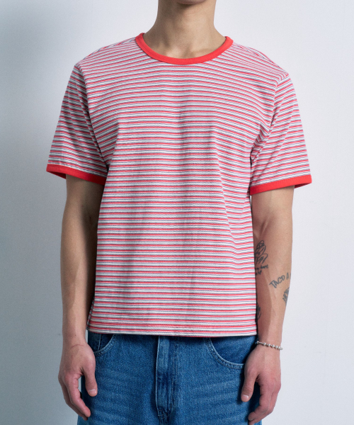 FERNOV(ペルノブ)の「マルチストライプクロップリンガーティー レッド(Tシャツ/カットソー・レディース・その他・1/3/2)」の3枚目の写真