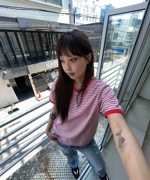 FERNOV(ペルノブ)の「マルチストライプクロップリンガーティー レッド(Tシャツ/カットソー・レディース・その他・1/3/2)」の15枚目の写真
