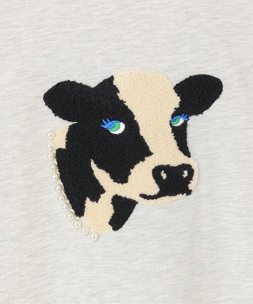 notch.(ノッチ)の「パールネックレス ウシ サガラ刺繍Tシャツ(Tシャツ/カットソー・レディース・チャコール/杢グレー・M)」の9枚目の写真