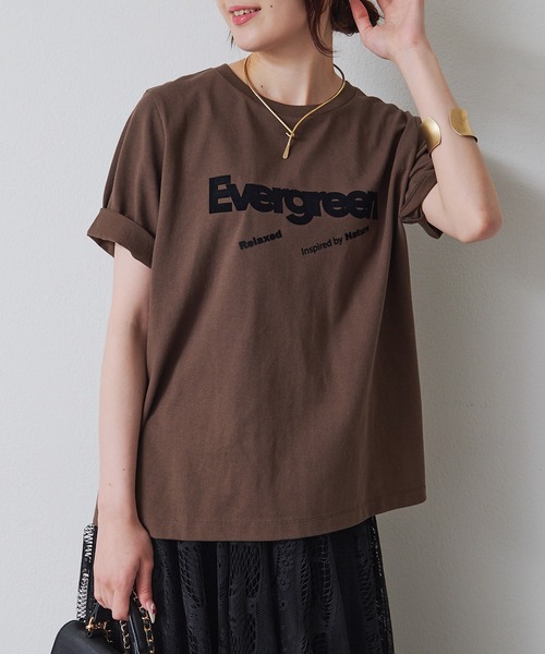 PUAL CE CIN(ピュアルセシン)の「フロッキープリントTシャツ(Tシャツ/カットソー・レディース・ブラウン/ベージュ/グレー・FREE)」の20枚目の写真