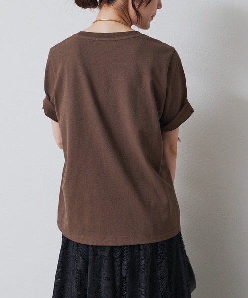 PUAL CE CIN(ピュアルセシン)の「フロッキープリントTシャツ(Tシャツ/カットソー・レディース・ブラウン/ベージュ/グレー・FREE)」の22枚目の写真