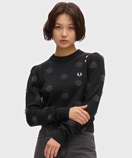 FRED PERRY(フレッドペリー)の「Amy Winehouse Polka Dot Jumper/エイミー・ワインハウス ポルカドットジャンパー(ニット/セーター・レディース・ブラック・10)」の1枚目の写真