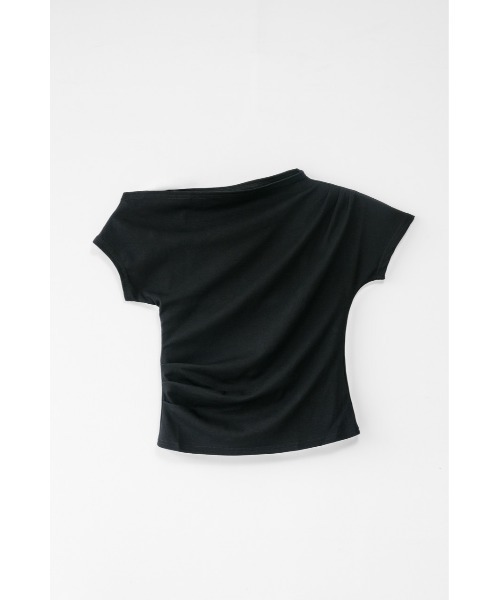 YOOU(ユー)の「ONE SHOULDER TEE(Tシャツ/カットソー・レディース・ホワイト/ブラック・FREE)」の2枚目の写真