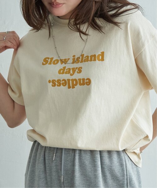 VENCEEXCHANGE(ヴァンスエクスチェンジ)の「フロッキーロゴTシャツ(Tシャツ/カットソー・レディース・オフホワイト/チャコール/ベージュ・FREE)」の3枚目の写真