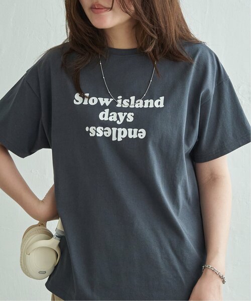 VENCEEXCHANGE(ヴァンスエクスチェンジ)の「フロッキーロゴTシャツ(Tシャツ/カットソー・レディース・オフホワイト/チャコール/ベージュ・FREE)」の6枚目の写真