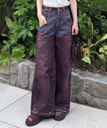 FAKE DENIM DOUBLE WAIST PANTS