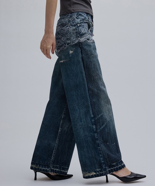 FAKE DENIM DOUBLE WAIST PANTS（その他パンツ）｜Ameri（アメリ）の