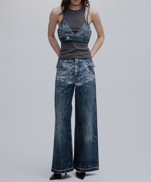 Ameri(アメリ)の「FAKE DENIM DOUBLE WAIST PANTS(その他パンツ・レディース・ボルドー/ブルー・26inch/24inch/25inch)」の6枚目の写真