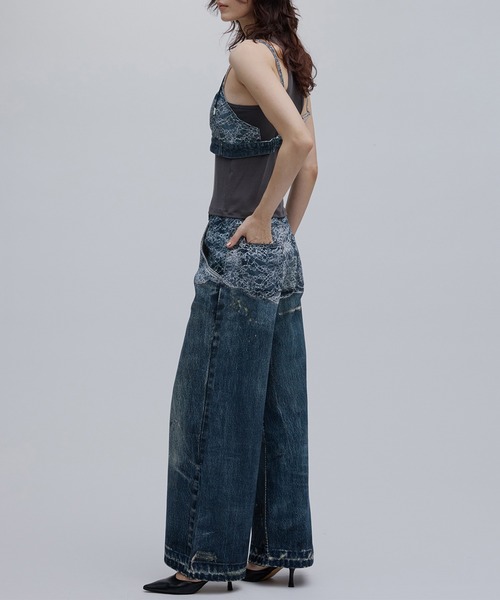 Ameri(アメリ)の「FAKE DENIM DOUBLE WAIST PANTS(その他パンツ・レディース・ボルドー/ブルー・26inch/24inch/25inch)」の7枚目の写真
