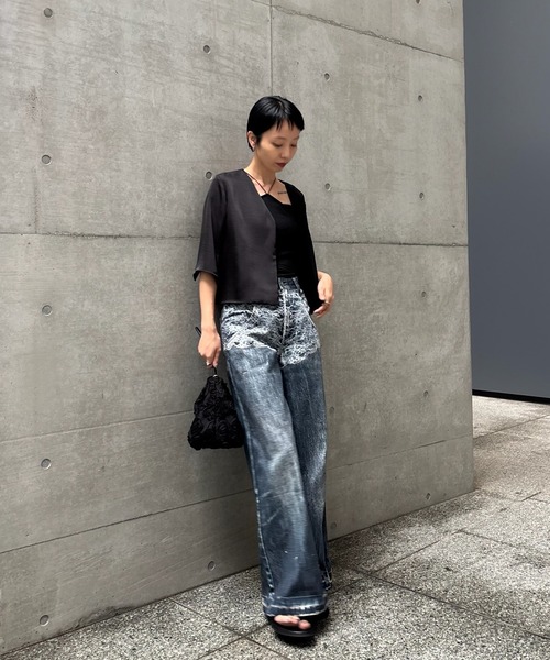 Ameri(アメリ)の「FAKE DENIM DOUBLE WAIST PANTS(その他パンツ・レディース・ボルドー/ブルー・26inch/24inch/25inch)」の17枚目の写真