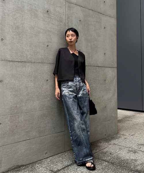 Ameri(アメリ)の「FAKE DENIM DOUBLE WAIST PANTS(その他パンツ・レディース・ボルドー/ブルー・26inch/24inch/25inch)」の16枚目の写真