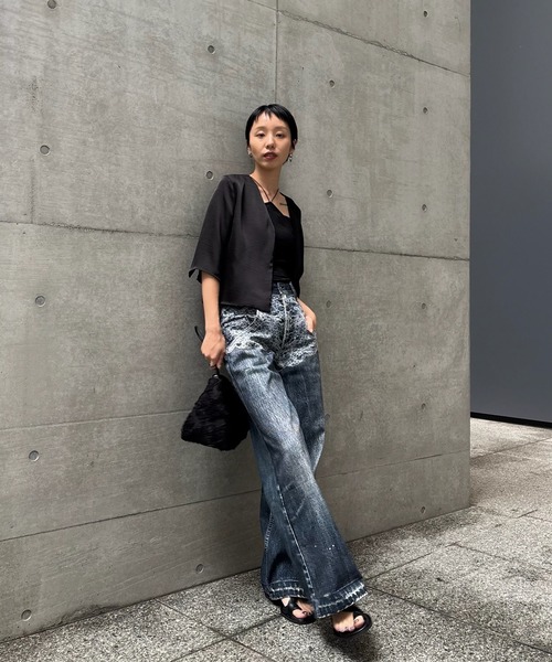 Ameri(アメリ)の「FAKE DENIM DOUBLE WAIST PANTS(その他パンツ・レディース・ボルドー/ブルー・26inch/24inch/25inch)」の18枚目の写真