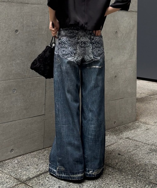 Ameri(アメリ)の「FAKE DENIM DOUBLE WAIST PANTS(その他パンツ・レディース・ボルドー/ブルー・26inch/24inch/25inch)」の20枚目の写真