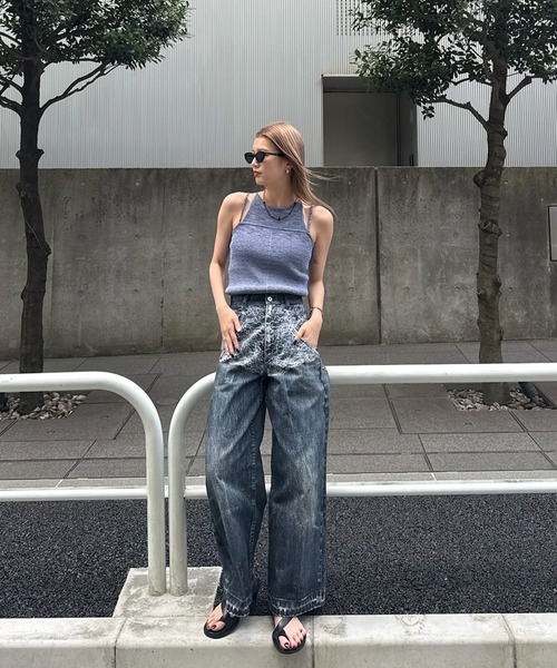 Ameri(アメリ)の「FAKE DENIM DOUBLE WAIST PANTS(その他パンツ・レディース・ボルドー/ブルー・26inch/24inch/25inch)」の21枚目の写真