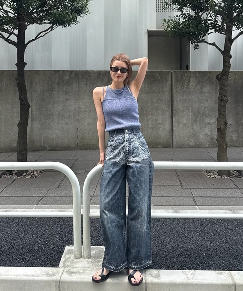 Ameri(アメリ)の「FAKE DENIM DOUBLE WAIST PANTS(その他パンツ・レディース・ボルドー/ブルー・26inch/24inch/25inch)」の22枚目の写真
