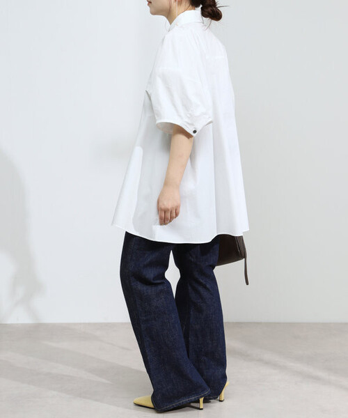 Firsthand(ファーストハンド)の「Firsthand/ファーストハンド 切替デザイン バルーンスリーブシャツ / 5分袖 ブラウス(シャツ/ブラウス・レディース・ホワイト/サックスブルー/ブラック・FREE)」の4枚目の写真